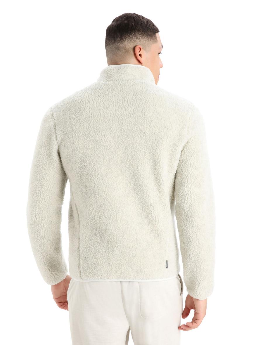 Ecru Heather / Snow Icebreaker RealFleece™ Merino High Pile Long Sleeve Zip Men's Hoodie | AU 1248HAPK